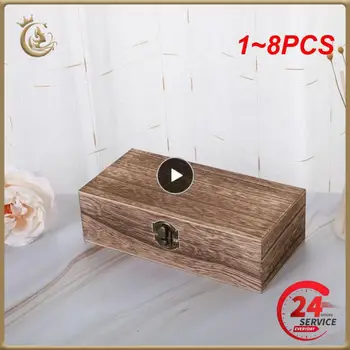 1-8 БР. Разновидности на ретро-кутии за бижута, Настолна сгъваем от дърво, Ръчно Декоративна Дървена кутия, кутия за съхранение на картички