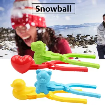 1 Комплект гладка снежна скоби под формата на динозаври във формата на патица Пластмасови скоби за производство на снежков Детски Зимни скоби за снежков за зимата