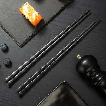 1 чифт Китайски пръчици за хранене от сплав, Японската пръчка, Метални пръчки за хранене, Корейски пръчици за суши, юфка за хранене, за многократна употреба пръчки за хранене