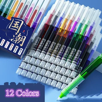 12 Цвята течно Мастило Дръжка-Roller 0,5 мм Бързосъхнеща Водете си Бележки, Правете Маркиране Bullet Journal Цветни Гел Писалка За Рисуване Канцеларски материали