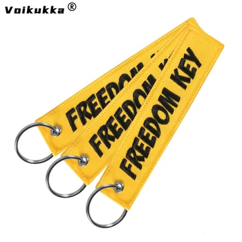 1бр 2 ЕЛЕМЕНТА 3ШТ 3 Опаковки за Продажба Freedom Key Boths Букви Бродерия Раница Ключодържател Автомобил Мотоциклет Ключ Жълто Висулка на Едро