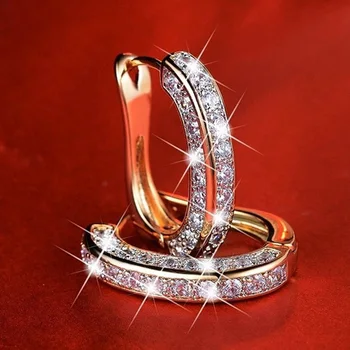 2024 Луксозни кристални сватбени бижута, обеци-карамфил за жени, U-образни дамски обеци за подарък