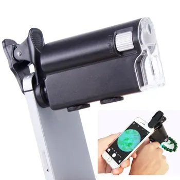 60x-100x Преносим ръчен микроскоп С подсветка, увеличително стъкло за мобилен телефон с висока разделителна способност, златар лупа