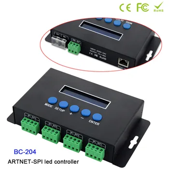 BC-204; Пиксельный контролер за осветление Artnet-SPI/ DMX; Вход Eternet протокол; изход 680 пиксела * 4 канала + един порт (1X512 канали); DC5V-24V