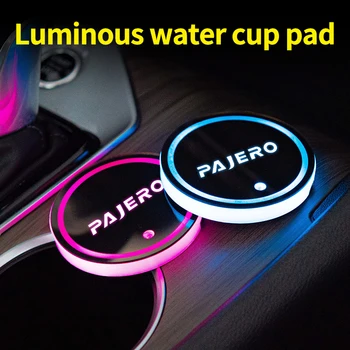 Led авто подложка за чаша вода и държач за напитки за емблемата на Mitsubishi Pajero, Декоративни Атмосферни лампи в купето