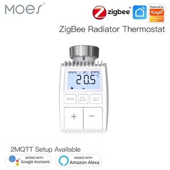 MOES Sasha ZigBee3.0 Клапан с радиатор, Умен термостат, температурен регулатор, външен сензор, Гласово управление на TRV с Алекса