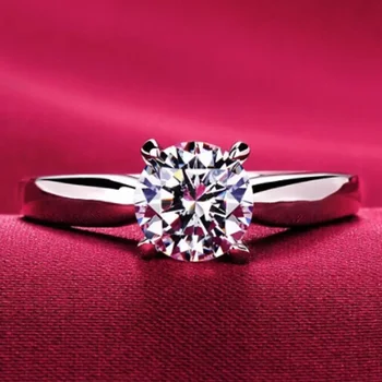 NewEBay, хит на продажбите, класически женски пръстен с цирконием под формата на четири ноктите с европейските и американските покритие от розово злато 14 карата, годежен пръстен за годеж