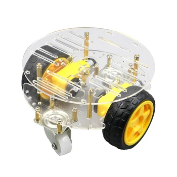 RT-4 2WD Round Smart Car Kit, който проследява Силен магнитен двигател, кола робот, шаси само за образователни обучение