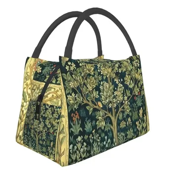 Tree Of Life От William Morris, Термоизолированная чанта за обяд, женски преносим контейнер за обяд от цветен текстил модел, кутия за храна