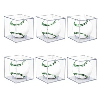 Бейзболна витрина 6шт, акрилна табло с защита от uv, Прозрачна витрина за подаръци с автограф