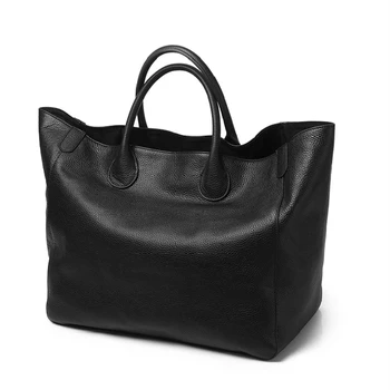 Висококачествена дамска чанта от естествена кожа в голям размер, пазарска чанта през рамо, Голям капацитет, Хакове, Черен, Червен, Жълт, Син, Кафяв M9940