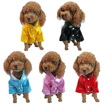 Годишният уличен дъждобран за кученца с качулка, непромокаеми якета, прикрит от изкуствена кожа за кучета, дрехи за котки, костюми за кучета