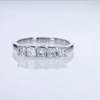 Диамант нарязани на Princess, който се отглежда в лаборатория, на 1.25 карата, Годежен пръстен с диамант HPHT от бяло злато 14 карата, Годежен пръстен за жената