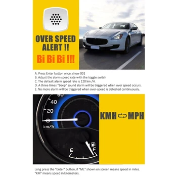 Дигитален автомобилен HUD дисплей C80 GPS за измерване на Скоростта Speed Meter Предупреждение за превишаване на скоростта в B36B
