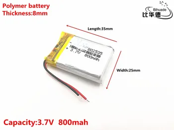 Добро качество на 3,7 В, 800 mah, 802535 полимерна литиево-йонна батерия за играчки, POWER BANK, GPS,