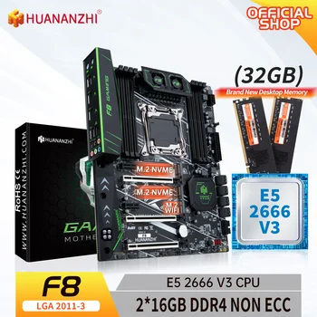 Дънна платка HUANANZHI X99 F8 LGA 2011-3 XEON X99 с процесор Intel E5 2666 v3 с комбиниран комплект памет от 2*16G DDR4 БЕЗ ECC NVME SATA