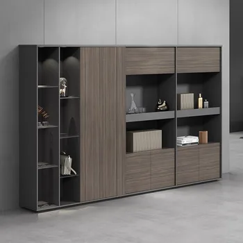 Дървена витрина метален шкаф шкаф, Място за съхранение на Италиански Отворени Офис шкафове Съвременни рафтове Comodas Против Cajones Модулни мебели