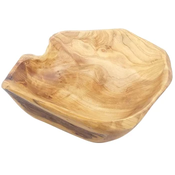 Дървена сервировочная купа плодова салата, нарязани на ръка чашата за корените, за креативна хол, конфетница от естествено дърво 15-19 см