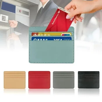 Държач за самоличност от изкуствена кожа, кутия за банкови кредитни карти ярки цветове, многослоен тънък калъф-портфейл, женски мъжки калъф за визитни картички
