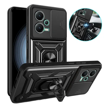 За Poco Pro X5 Case Slide Camera Защитен Калъф За Вашия Телефон Xiaomi PocoX5 Poco X5 Little X 5 Магнитен Пръстен Притежателя Блиндирана Делото