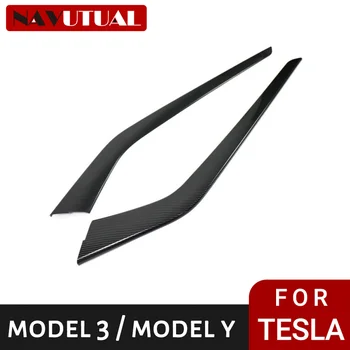За Tesla Model 3 Y 2017-2021 (Структура от въглеродни влакна) 2 ЕЛЕМЕНТА Странична тапицерия на Централното управление Страничен капак на Централната конзола за Tesla Model 3