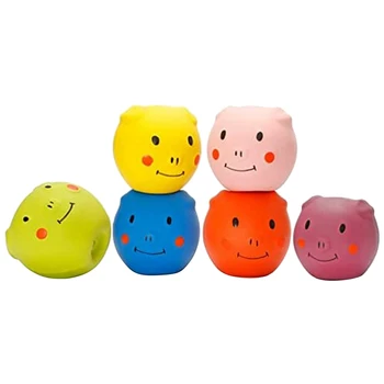 Играчки за кучета Squaky Dog Toys - сладък забавни топки от латекс Pigge за малки кученца и за кучета средни (6 опаковки)