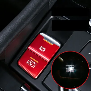 Капачка бутон на ръчната спирачка 2XPCS автоматично задържа капак на превключвателя на бутоните P с тапицерия е червен за Mazda 3 6 CX5 EPB