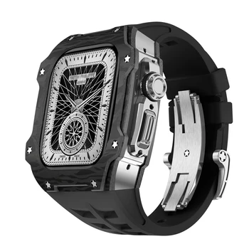 Комплект модификация на Apple Watch Ultra 49m, калъф, изработени от въглеродни влакна, каишка за iWatch Ultra 2, каишка от фторопластовой гума