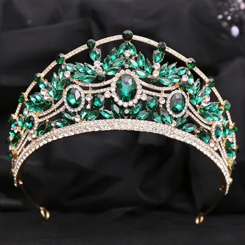 Корона за принцеси, диадеми кралици, Луксозни Кристални украшения за коса, модни шапки с тиарой от планински кристал, цветни шапки за костюми