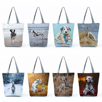 Красиви чанти с принтом известни далмация, ежедневни дамски чанти-тоут голям капацитет, чанти за пазаруване в стил Кавайной кучета, пътни преносими плажни чанти