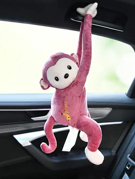 креативната кутия за салфетки с маймунката Весел, автомобилни аксесоари, подвесная на облегалката на столчето за кола, хартиена кутия с маймунката, cartoony сладко
