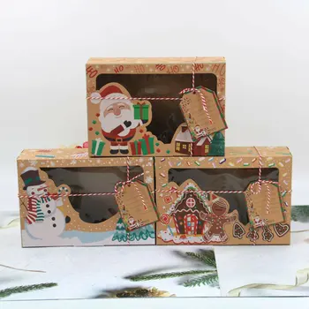 Кутия шоколад, Коледа, Деня на Благодарността, бонбони, бисквити, кутия от крафт-хартия с пластмасово прозорец от PVC, кутия за сладкиши и шоколад