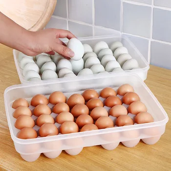 Кухненски контейнер за ядене, кутия за яйца, тава за яйца, с чекмедже с капак, стойка за съхранение на пресни продукти, органайзер за хладилник, кутия за съхранение