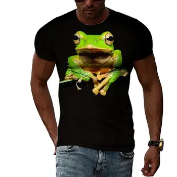 Лятна мъжка тениска с изображение дървесна жаба в стил хип-хоп, 3D принт, модни дрехи с къс ръкав, индивидуалност, кръгъл отвор, модни дрехи