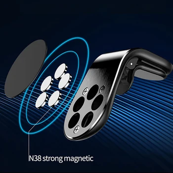 Магнитен кола за телефон Rovtop L-образна форма, определяне на отдушник, поставка за кола, държач за мобилен телефон с GPS за iPhone Samsung Xiaomi Z2