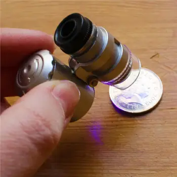Мини-60-Кратно Микроскоп с LED Бижутерия Лупа UV-Детектор на Валута Преносима Лупа Лупа Очната Леща с Led Подсветка