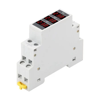 Модулна led дигитален трифазни волтметър за Din-рейки, измерване на напрежение AC80-500V, лесен за използване