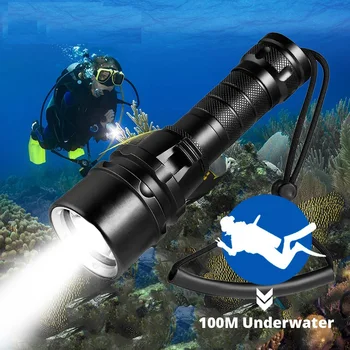Мощен led фенерче за гмуркане Super Bright T6 / L2, професионален подводен фенер с водонепроницаемостью IP68, лампа с батерия 18650