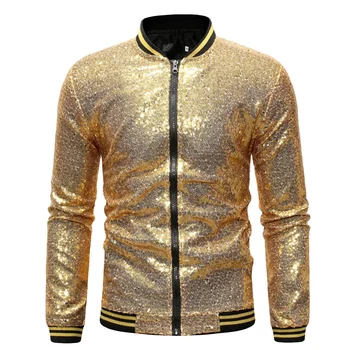 Мъжки якета и палта със златни пайети, Нова мода градинска облекло в стил хип-хоп, бейзболна яке-бомбер, мъжки дрехи, за партита и нощни клубове, Hombre XXL