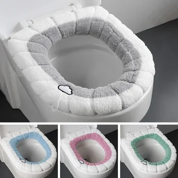 Начална зимни удебелена плюшен топла възглавница за седалката на тоалетната чиния, детска възглавница за седалката на тоалетната чиния, мивка за тоалетна, Преносим, лесно се отстранява