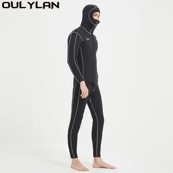 Неопрен Oulylan Мъжки топло за гмуркане, гмуркане с шнорхел, сърф, подводен риболов, 5 мм Неопреновый отделни водолазный костюм с качулка