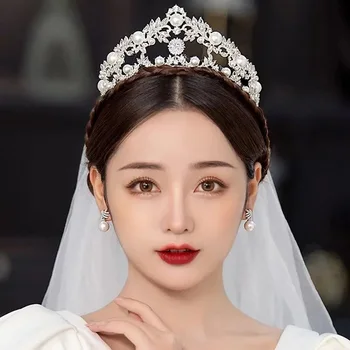 Нов дизайн, crystal crown за младоженци, сватбени аксесоари за коса, шапки за момичета
