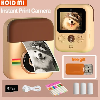 Нова детска играчка Камера миг печат Мини цифрова камера с запис на HD-видео, двухобъективная термобумага, подаръци за момчета и момичета