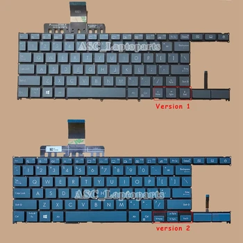 Новата американска клавиатура за ASUS Zenbook Duo 14 UX482 UX482E UX482EA UX4100E UX481 UX481FA UX481FAY UX481FL UX481FLY Син с ПОДСВЕТКА