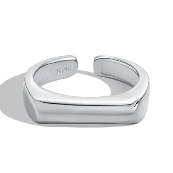 Ново луксозно дамско пръстен от сребро S925 проба с отваряне в една линия, модерен, Гъвкав дизайн