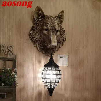 Нощна лампа AOSONG Modern Wolf, Креативни Декоративни Кристални стенни аплици Led за дома, всекидневна, веранда