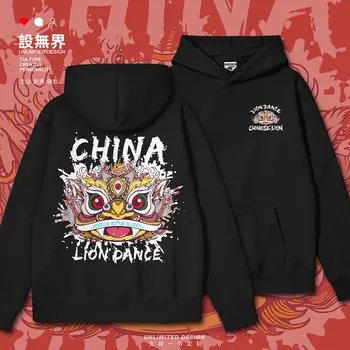 Оригинален дизайн в стил кънтри с участието на львиного танц, разбрызгивающей мастило лъв главата в китайски стил, мъжки блузи, пуловери, есен-зима