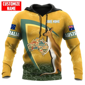 Персонални име Australia Kangaroo, Мъжки hoody с 3D-принтом, всекидневни пуловер Унисекс с цип, sudadera hombre ADW104