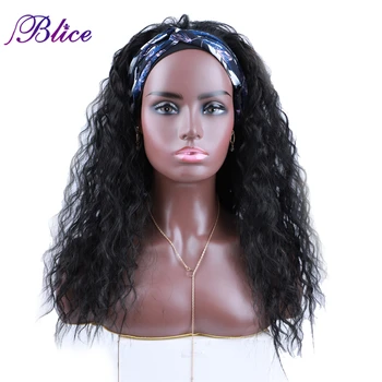 Перука с превръзка на главата Blice Синтетични удължаване на коса Естествена вълна Еластичен шал Перуки Без вшивания за африканските жени