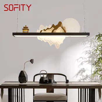 Подвесная led лампа SOFITY в китайски стил, творчески дизайн в стил на дзен, Ландшафтна таванна полилей за домашно чайната, интериор на трапезария